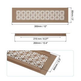 PATIKIL 12 x 3 Inch Door Air Vent Cover, Heavy Duty Aluminum Grille Ventilation Cover Louvered with Mounting Screws for Cabinet Wardrobe Door, Brown