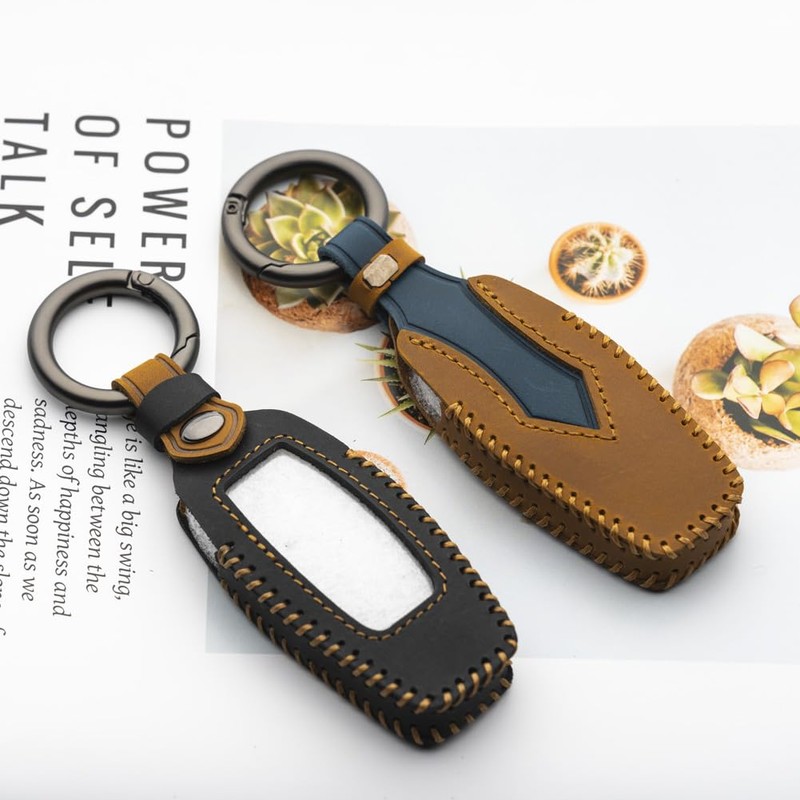 WTSHOPME Key Fob Cover Crazy Horse Leather Compatible with Mitsubishi
