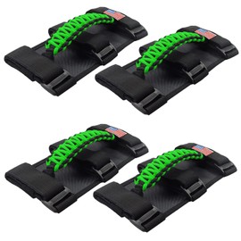 KOHUIPU Roll Bar Grab Handles with US Flag, Paracord Grip Handle for Jeep Wrangler JK JKU JL JLU TJ CJ YJ & Gladiator JT, Green
