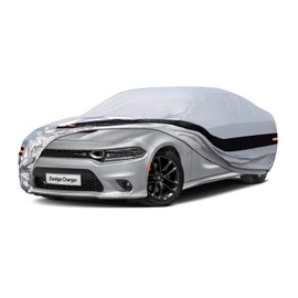 Holthly 10 Layers Car Cover Custom Fit for Dodge Charger (2006-2024) Waterproof All Weather for Automobiles, Outdoor Full Cover Rain Sun UV Protection.Silver