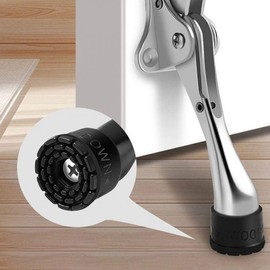 Semi-Automatic Horseshoe Door Stopper for Entryways - Durable & Easy to Use Dark Silver