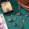 PH PandaHall 8pcs 4 Styles Crystal Stone Holder Keychains, Golden