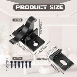 Lounsweer 16 Pcs Brass Heavy Duty Cabinet Door Latch Cabinet Closets Door Elbow Latch with Mounting Screws Hardware for Bedroom Bathroom Window Catch(Black)