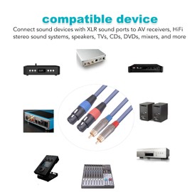 Cable de Audio XLR Hembra a Rca, 2 male to 2 XLR male Cable de interconexión de audio estéreo, Chapado en oro de 24 quilates Cables de Audio y Video (2 m/6,6 pies)