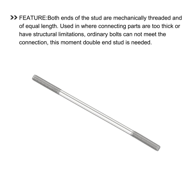 METALLIXITY Double Threaded Stud Bolt Rod Bolt M4 Screw 80mm