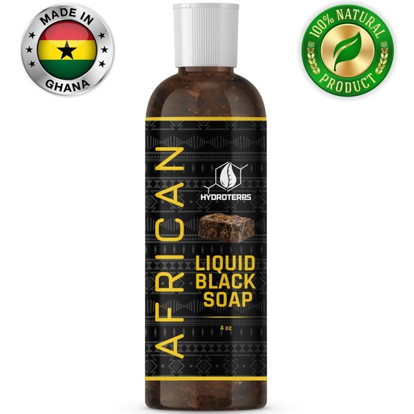 African Black Soap Liquid 4 oz. 100% Pure Organic For Body Wash, Face, Acne Scar