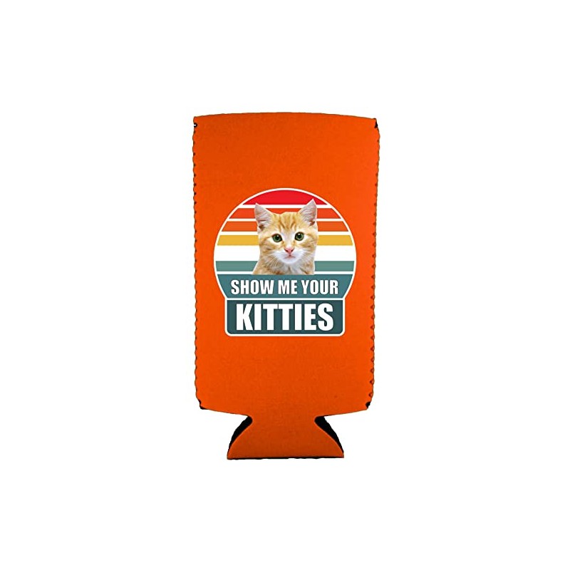 Show Me Your Kitties Slim Can Coolie (2 Pack, Orange)