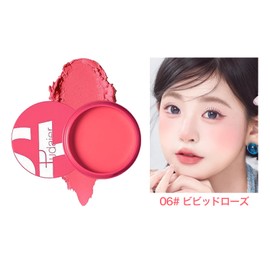 HESBUTY Women's Cheek Cream, Vivid Rose Color, High Color, Bloody on Cheeks, Liquid Type, Long Lasting, Multi-Use Lip Cosmetics, Palette (06-Vivid Rose)