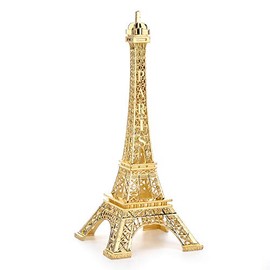 ESHATO - Estatua de la torre Eiffel de metal dorado, 7 pulgadas, soporte de réplica para decoración de tartas, decoración de mesa, regalo, fiesta, decoración del hogar