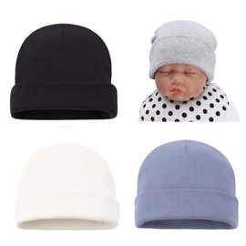 Cotton Baby Girl Hat Preemie Boys Beanie Newborn Hospital Hats Winter Infant Hats for Girls (4PACK-D, 0-6 Months)
