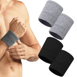 QOCUILC 4 Pack Sports Wristbands Sports Sweatbands Soft Fitness Wristbands for Football Basketball Tennis Gymnastics