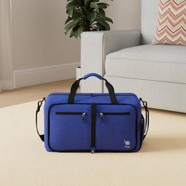 Bago Foldable Duffel Bags for Traveling Women & Men - 40L Sports Packable Duffle Bag for Travel with Shoe Compartment - Water Repellant, Heavy Duty, Lightweight Folding & Collapsible (SnowDepBlue)