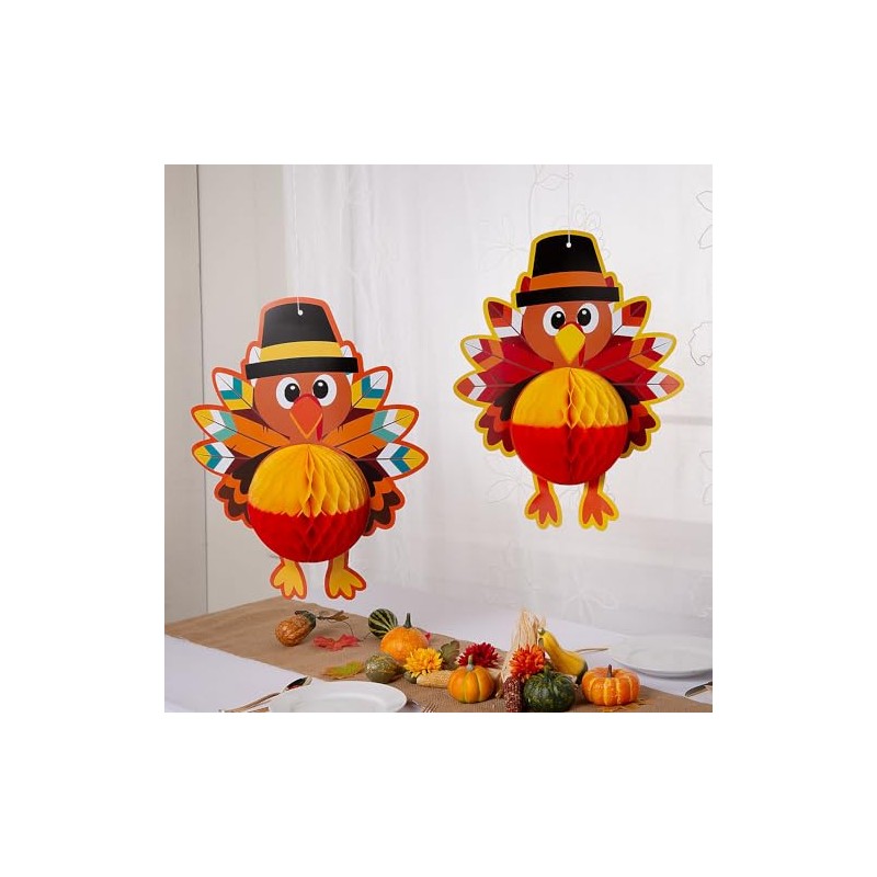 Fun Express 20" Large Turkey Honeycomb Hanging Decorations - 4