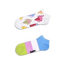 Happy Socks Pack of 2 Low Socks, Striped Colourful Cotton Summer Socks, Funny Gift Box for Men and Women
