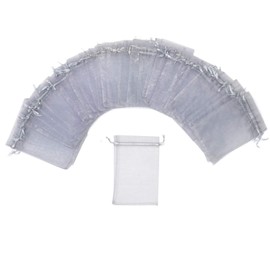 Bezall 50pcs Drawstring Organza Jewelry Candy Pouch Christmas Wedding Party Favor Gift Bags (3x4, Gray)