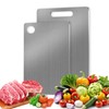 JurciCat Pack of 2 Double-Sided Chopping Boards, Stainless Steel, Titanium