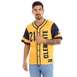 Clemente Jersey 21 – Puerto Rico Baseball Jersey | Clemente Jersey Yellow 21 – Art Deco Limited Edition Baseball Shirt Size Medium