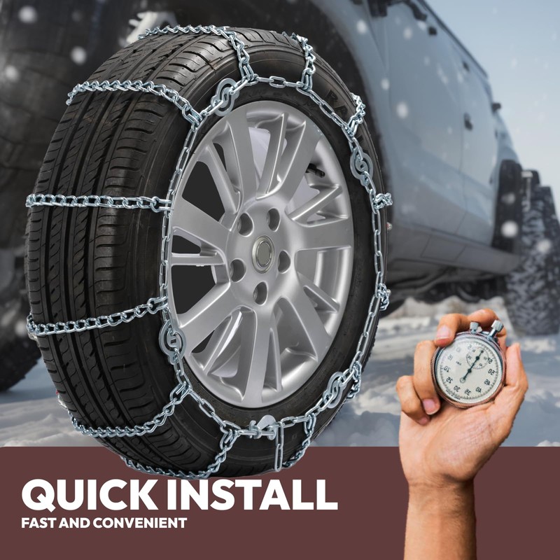 Snow Chains for Car Tires, Tire Chains for Pickups, SUVs,