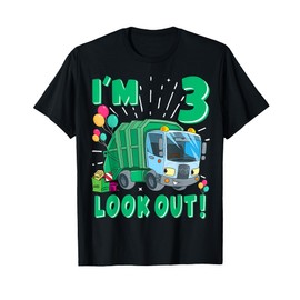 Three 3rd Birthday Garbage Truck Trash Boy 3 Years Old T-Shirt