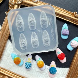 3D Flowers Nail Mold Devil Fruit Carving Template Silicone Nail Tools for Resin Charms Manicure DIY Supplies
