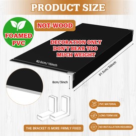 Hoolerry 5 Pcs 36x16inch Foamed PVC Wire Rack Covers for Removable Closet Decoration(Not Wood) Don't Bear Too Much Weight Pantry Shelves Covers for Bathroom Kitchen Shelving (Black)