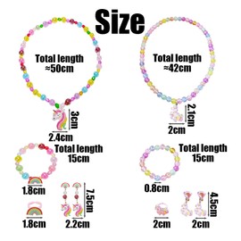 TVSVKWE 2 Sets Of Rainbow Horse Children'S Jewelry, Colorful Bracelets, Cartoon Beaded Necklaces, Cute Cartoon Earrings, Creative And Interesting Jewelry Sets.