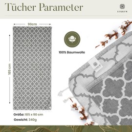 Lukkum® Oeko-Tex® Morrocan Pattern Leo Peshtemal Beach Towel Sauna Towel Bath Towel Hammam Towel Large Cotton Shower Towel Hand Towel Fouta Blanket Sports Towel Women Men Black (Smokey Grey, Morrocan