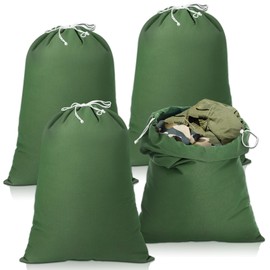 Locmeo 4 Pack Army Laundry Bags Military Cotton Laundry Bag 24'' x 32'' Extra Large Heavy Duty Laundry Bags Drawstring Canvas Travel Laundry Bag Barracks Bag Clothes Organizer Storage Hamper for Camp