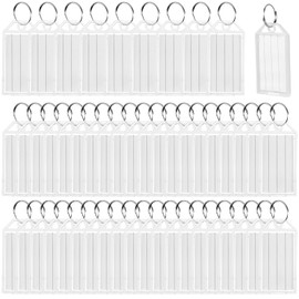 Jostift Pack of 50 key fobs, key fobs for labelling, key fobs, plastic key fobs for labelling for suitcases, luggage, pets, White