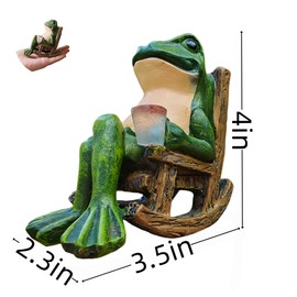 YAOHUA Miniature Frog Garden Figurine Lamp-Outdoor Lights Solar Frog Decor for Yard, Lawn,Balcony, Garden Or Window Sill, Unique Gifts for Women Mom