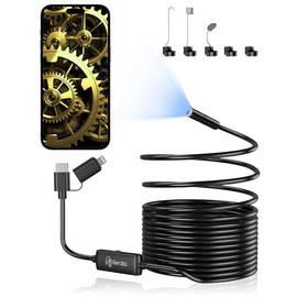 Ferdiiz Endoscope Inspection Cameras, IP67 Waterproof Drain Pipe Camera, 1920P HD Borescope Camera, Cool Gadgets Tool for iOS9+ Android 6+