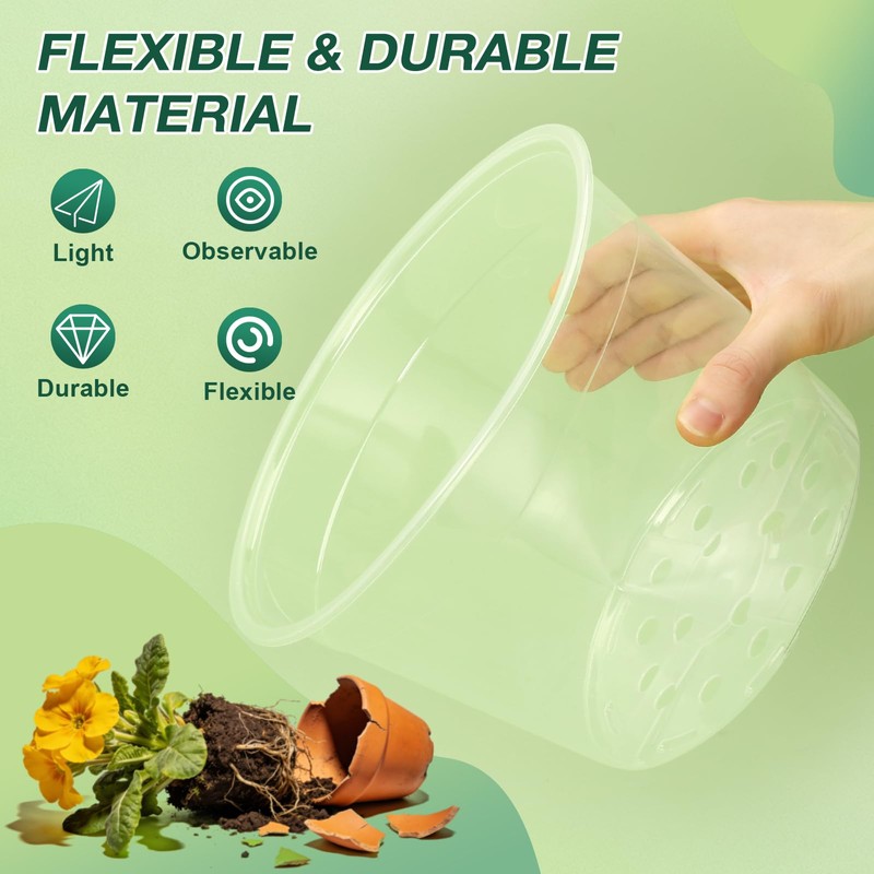 GUGEMEI 12/10/8 Inch Clear Nursery Pots with Drainage Holes, 12