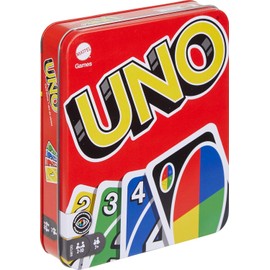 Mattel Games UNO - Juego de cartas en lata de viaje y almacenamiento para nios, adultos y noches y fiestas familiares, baraja accesible y...          
