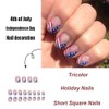 24pcs Independence Day Press on Nails Short Square American Flag