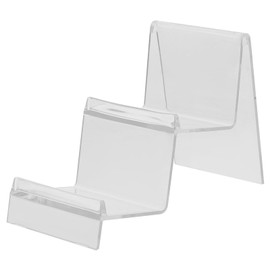 Frcolor Acrylic Stand, Pedestal, Display Stand, 5.3 x 3.7 inches (13.5 x 9.3 cm), 2 Tiers, Collection Display, Acrylic Stand, Clear, Smartphone, Wallet, CD Stand, Transparent