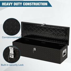 Garvee 39 Inch Heavy Duty Aluminum Diamond Plated Tool Box Pick Up Truck Bed RV Trailer Toolbox Square Storage Organizer with Side Handle, Lock and Keys, Waterproof -39" x 13" x 10"