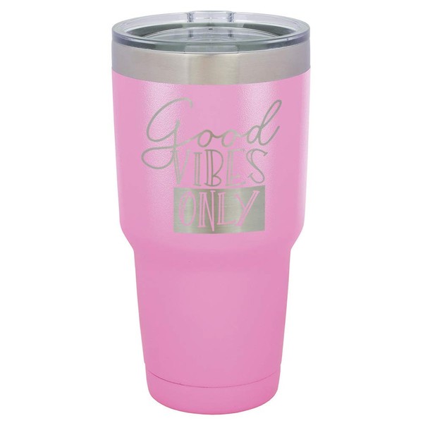 GOOD VIBES ONLY Light Purple 30 oz Tumbler With Straw