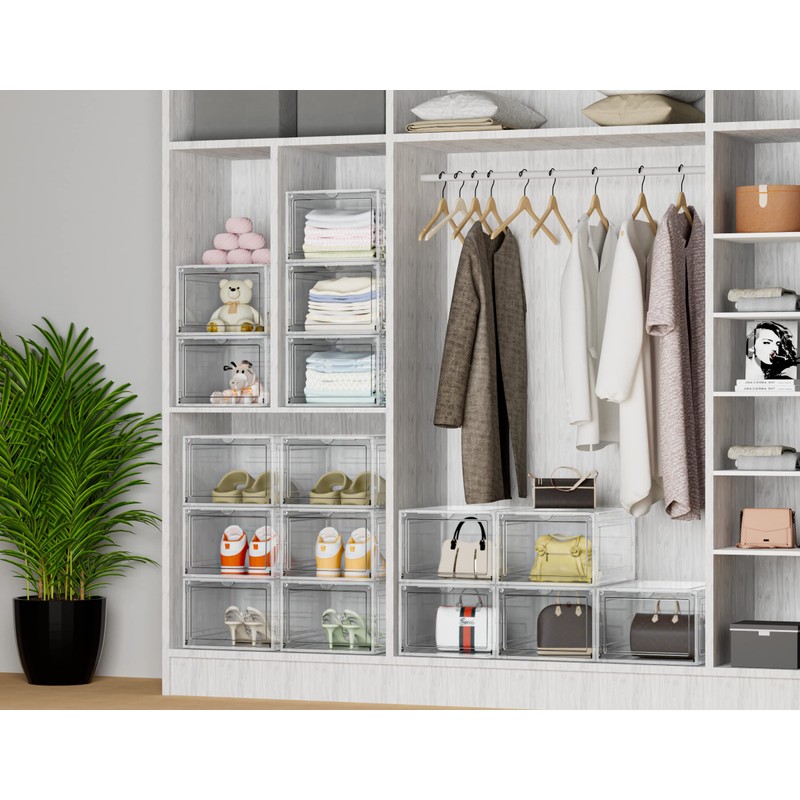 HOMIDEC Shoe Storage, 6 Pack Shoe Organizer Clear Hard Plastic