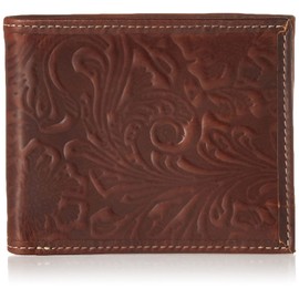 Lucky Brand Men's Embossed Bifold Wallet (Available in Cotton Canvas, Leather Western-Brown, One Size
