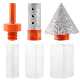 3Pcs Diamond Beveling Chamfer Bits Set with 5/8"-11 Drill Adapter, Diamond Drill Bits for Ceramic for Existing Holes Enlarging Trimming in Tile Marble Porcelain Granite Ceramic(Color:as Shown)