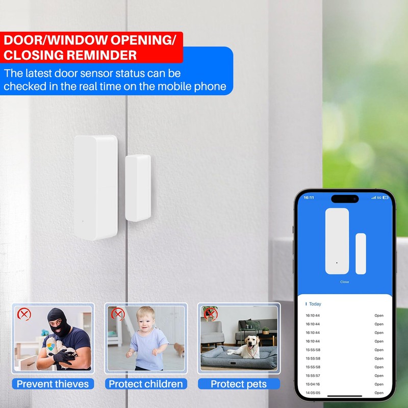 Gokelomg Tuya Smart WiFi Door Sensor Door Open/Closed Detectors Compatible