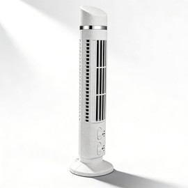 Sxhlseller Oscillating Tower Fan, Bladeless Fan, Quiet Office Fan with 90 Degree Oscillation, Portable Desk Fan with Light for Bedroom (White)