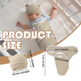 4 Pack 0-3 Months Baby Swaddles, Baby Swaddle Sleep Sacks with Hat Set, Newborn Swaddle Blanket, Breathable Soft Swaddle Sack for Infant, Baby Girls, Boys