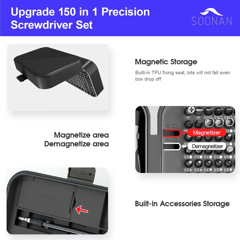 Precision Screwdriver Set, SOONAN 150 in 1 Electronics Tool Kit