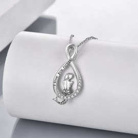 VONALA Sea Mermaid Infinity Necklace 925 Sterling Silver Mermaid Gifts Jewellery for Sister Women Best Friend, Sterling Silver, Cubic Zirconia