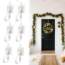 A Set of 6 Pieces Non-Slip Christmas Garland Ties Adjustable Wreath Ties for Mantle Banister Stairways Silicone Hooks Stocking Holders for Fireplace Front Door Holiday Decorations