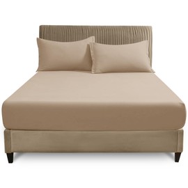 GC GAVENO CAVAILIA 4ft Fitted Bed Sheet- Polycotton Small Double Fitted Sheet with Elasticated Corners- Machine Washable, Breathable Fitted Sheets- Natural