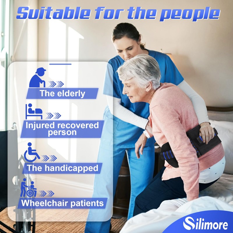 Silimore Gait Belt for Seniors with Handles, Gate Belts Medical