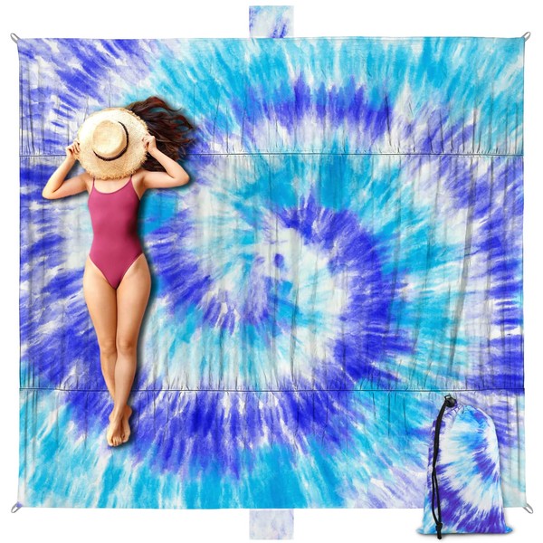 awufncksn Beach Blanket Sandproof 111''*121'' Extra Large Waterproof Windproof Durable