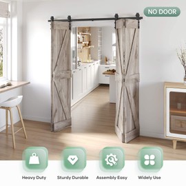 Roymelo 76" Bifold Sliding Barn Door Hardware Track Kit,Side Mounted Black Roller,Smoothly and Quietly,Assembly Easy,Fit Four 18" Bi-Folding Doors (Door Not Included)